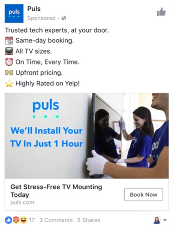Facebook ad from Puls