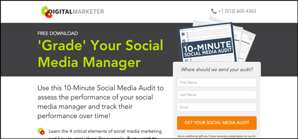 10-Minute Social Media Audit landing page optimized