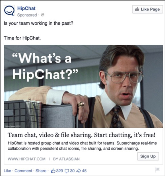 Facebook ad from HipChat