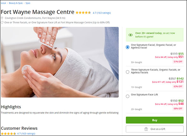 Groupon for discounted massage service