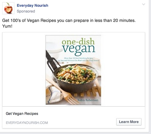 Example of an Ad Running Facebook Website Custom Audiences