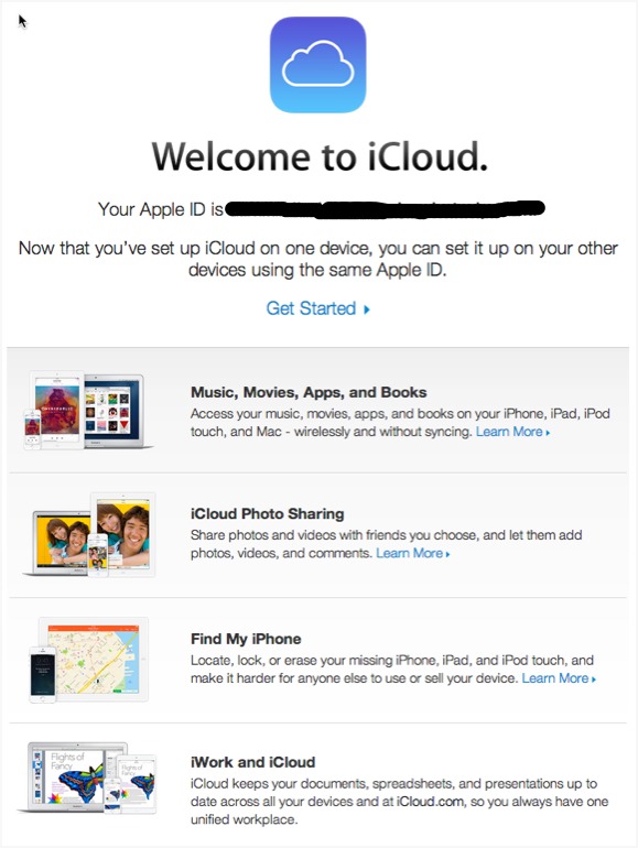 Indoctrination Email from Apple iCloud
