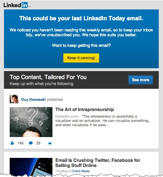 Reactivation Email from LinkedIn
