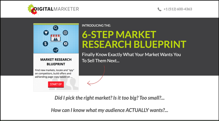 Product page for DM's Market Research Blueprint