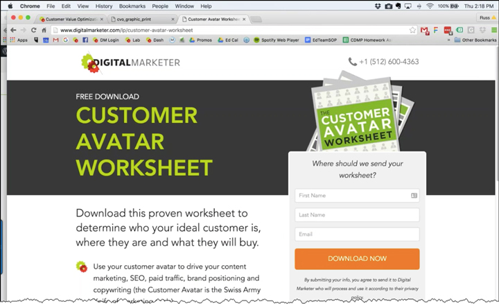 An example of a landing page from DigitalMarketer