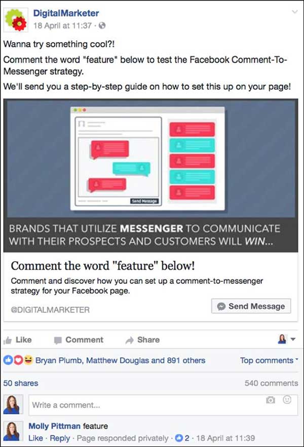 Example of messenger ad demo