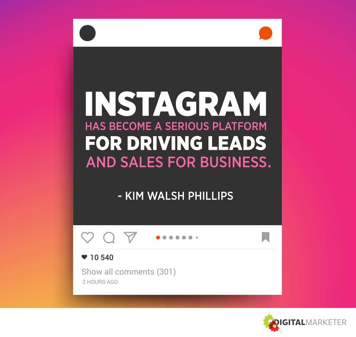 "Instagram has become a serious platform for driving leads and sales for business." ~Kim Walsh-Phillips