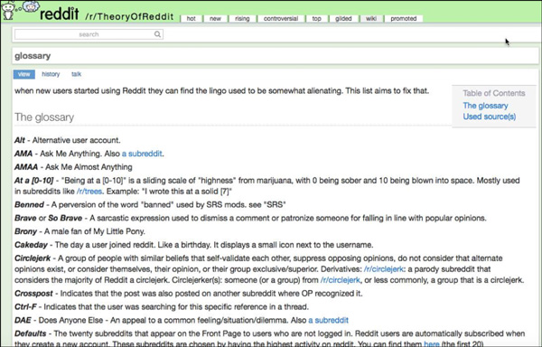 Reddit Community Glossary