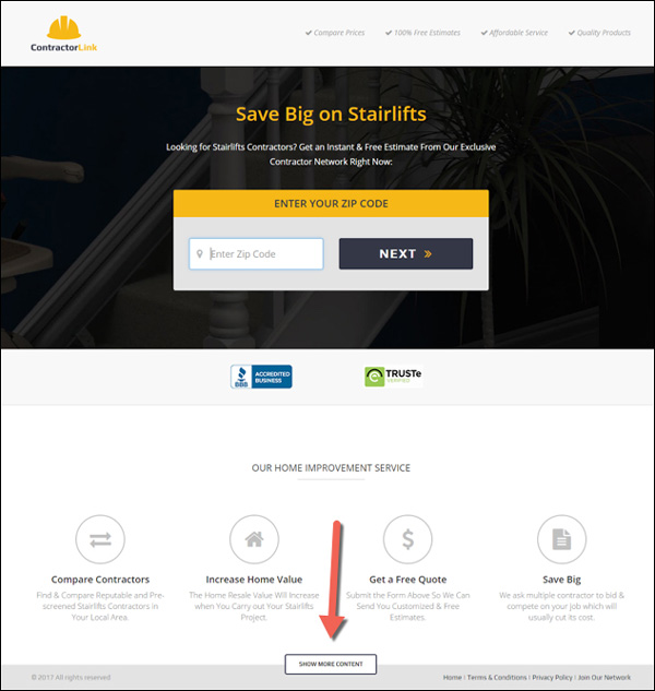ContractorLink Landing Page Ghost Button