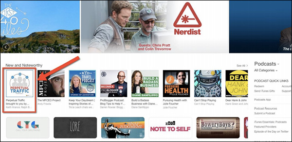 The Perpetual Traffic Podcast in iTune's New and Noteworthy.