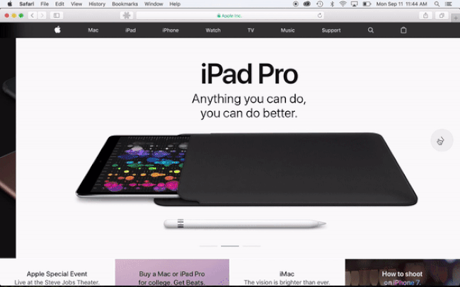 Apple using a sliding carousel on their home page
