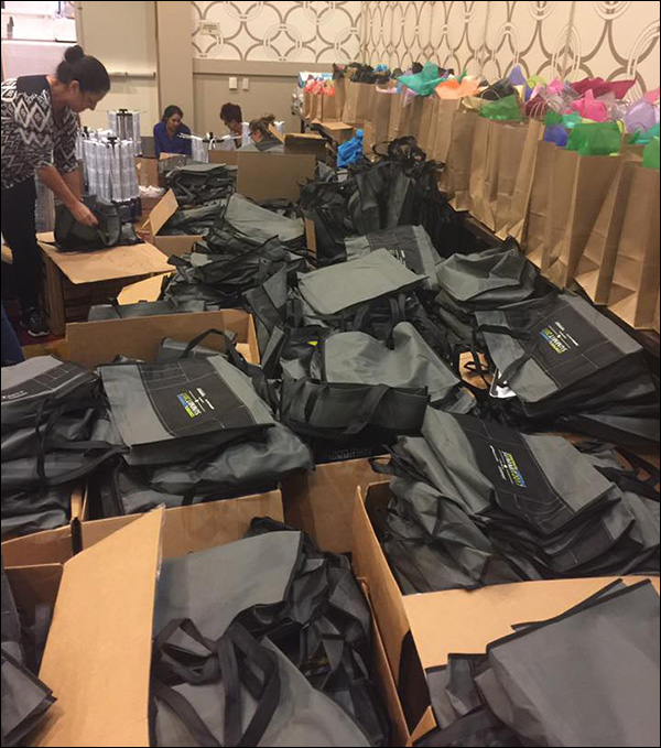 Prepping Content & Commerce Summit event bags