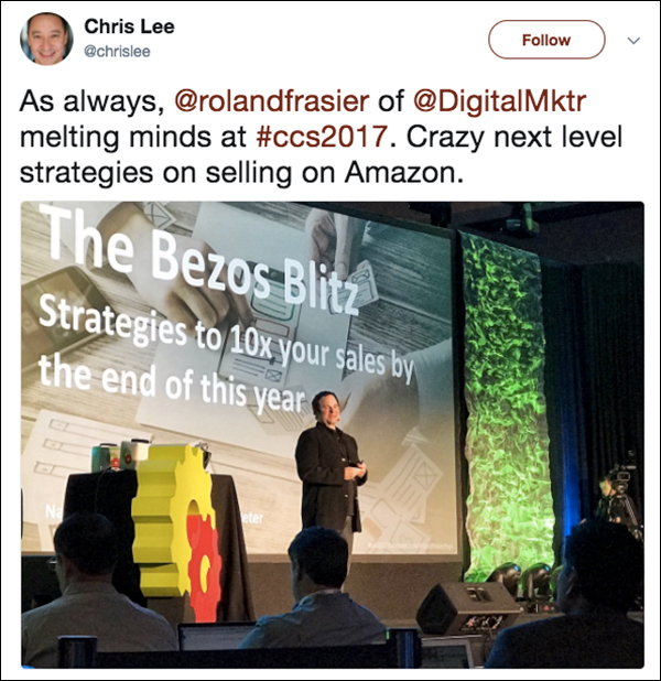 Tweet praising Roland's presentation during Content & Commerce Summit 2017