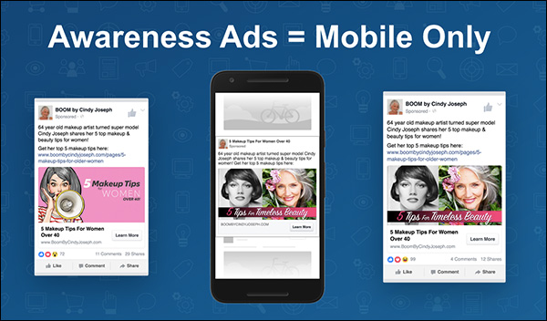 Use mobile for your awareness ads — a slide from Ezra Firestone's keynote presentation at Content & Commerce Summit 2017 