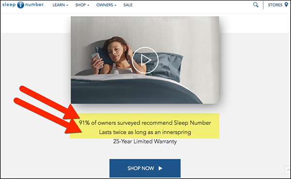 Sleep Number using strong Proof to back up their Promise