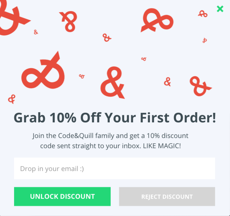 A discount Lead Magnet from Code&Quill
