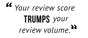 "Your review score trumps your review volume."