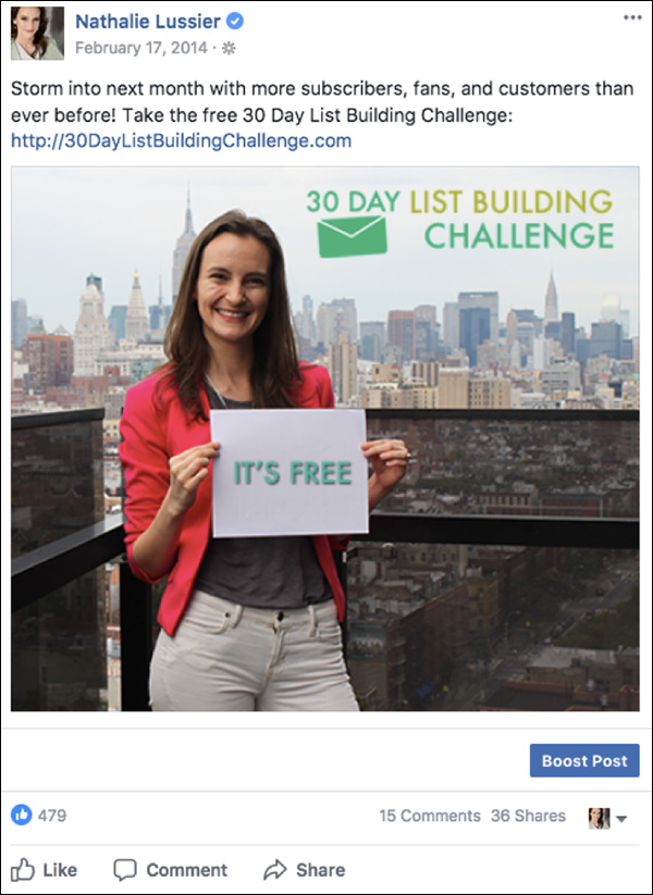 Announcing the 30-day challenge using a Facebook post