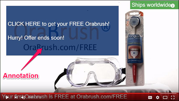 An example of a YouTube Annotation from Orabrush