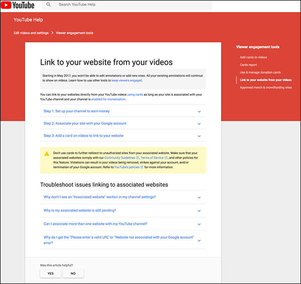 Guide to Link to your website from videos