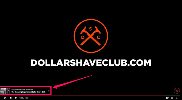 An example of a CTA overlay from Dollar Shave Club