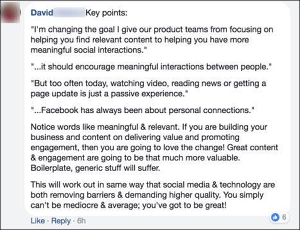 DM Engage member on the new Facebook News Feed changes
