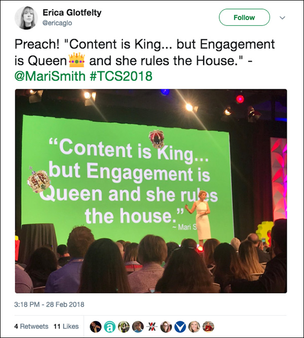 "Content is King...but Engagement is Queen, and she rules the house." ~Mari Smith