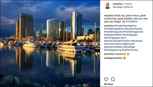 Shot of San Diego from Traffic & Conversion Summit 2018 attendee. Instagram post