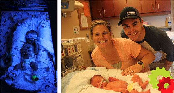 Pictures of the Haralsons in the NICU with their son