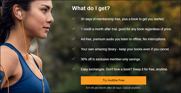 Audible's offer covering what a membership entails