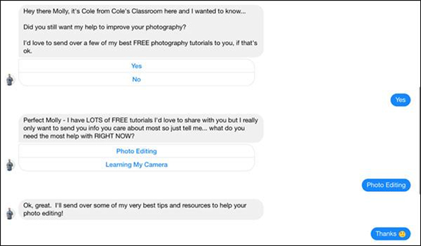Comment to Messenger Examples