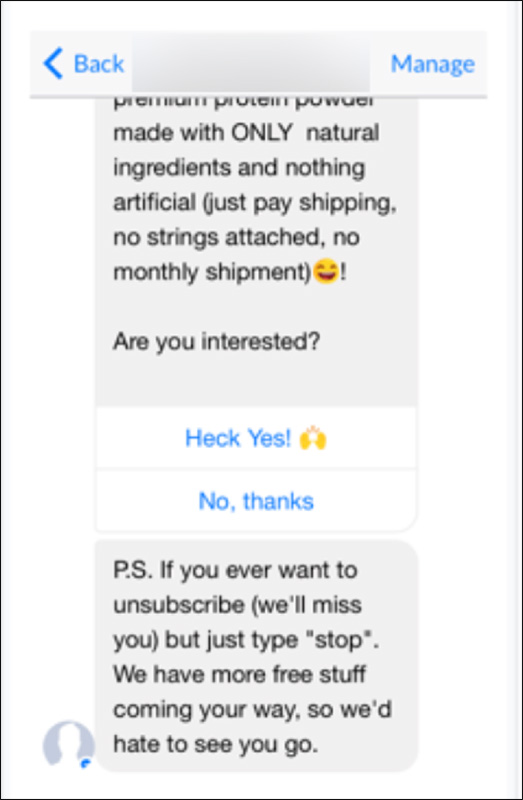 comment to messenger example