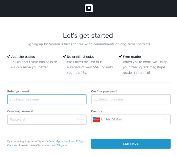 Square Landing Page Form
