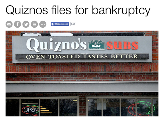 Quiznos Files For Bankruptcy