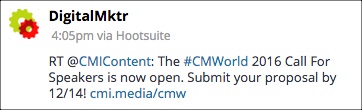 Digital Marketer Shares Content Marketing Institute Tweet