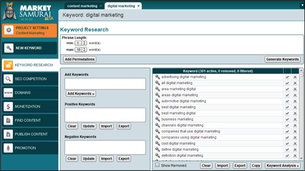 keyword research tool Market Samurai