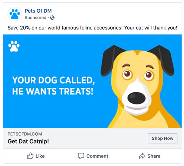 Facebook ad designed with bad ad copy