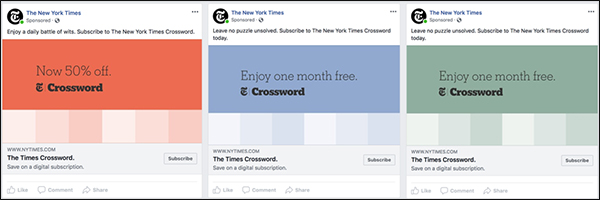 Example Facebook ad from The New York Times 