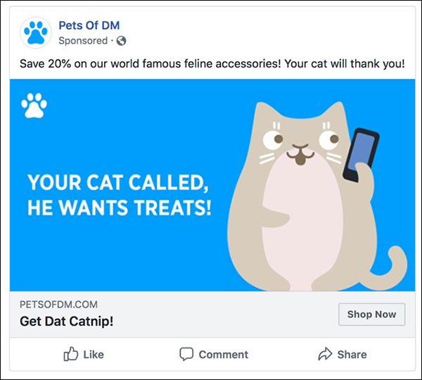Facebook ad designed with correct copy aligned with image