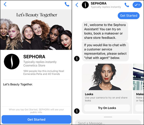 Sephora Chatbots where you can order makeup