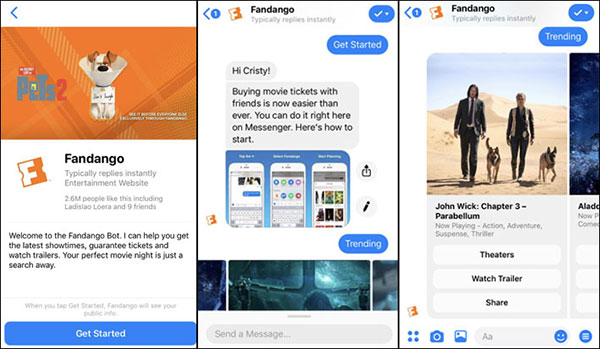Fandango Chatbots for helping you get movie tickets