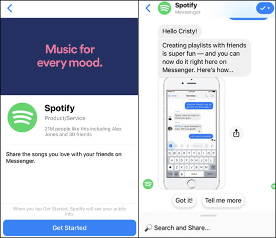 Spotify chatbot for sending music to your friends