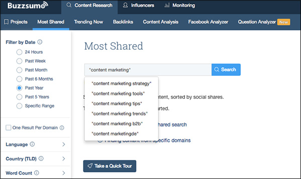 Content marketing tool BuzzSumo