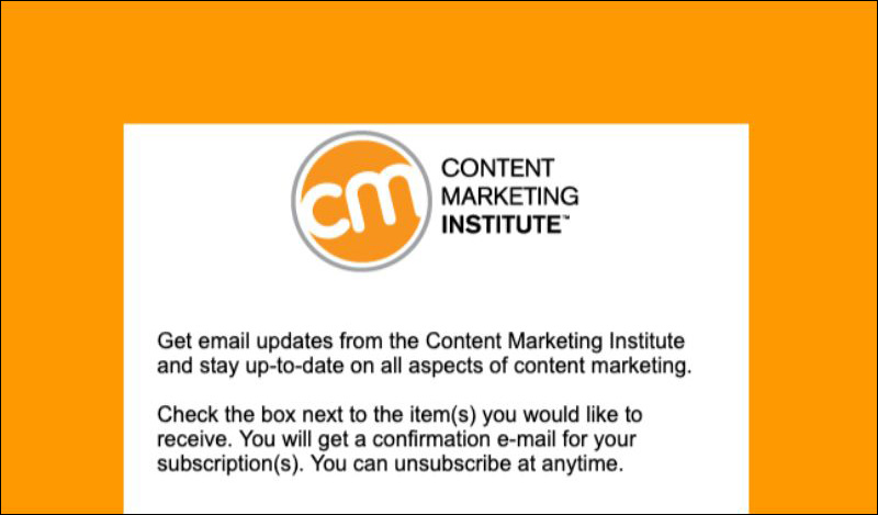 Content Marketing Institute Email Newsletter
