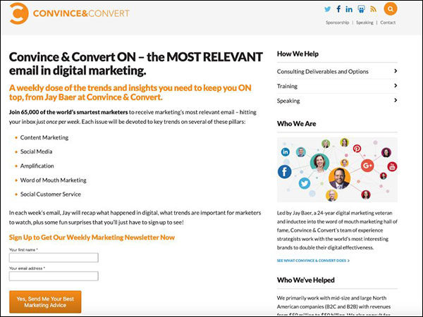 Convince & Convert ON Email Newsletter