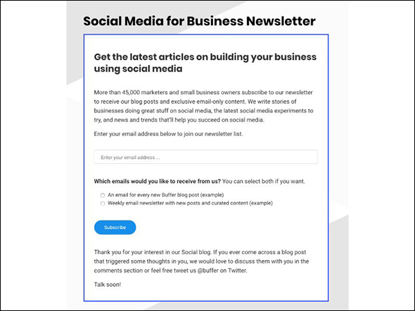 Buffer Social Email Newsletter