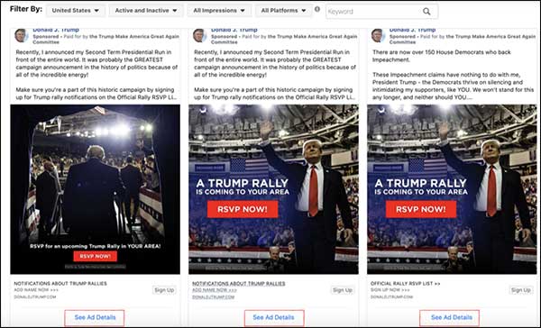 The "See Ad Details" button is at the bottom of every business or politician's active or inactive Facebook ad